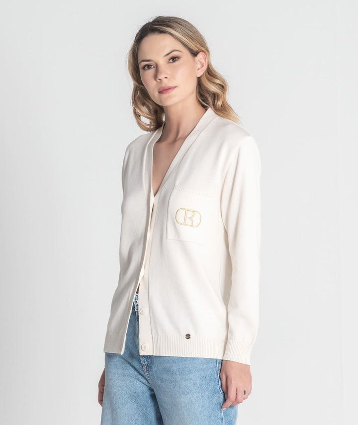 CASACO CRU COM BORDADO DOURADO RUGA