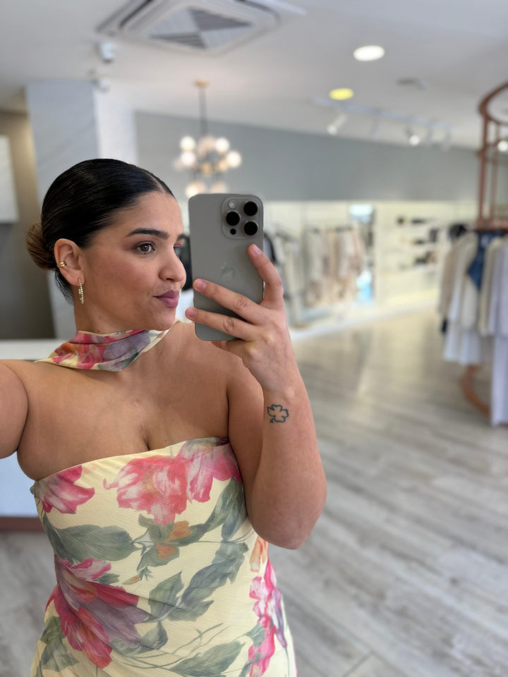 VESTIDO COMPRIDO ESTAMPADO PONTO CHIC