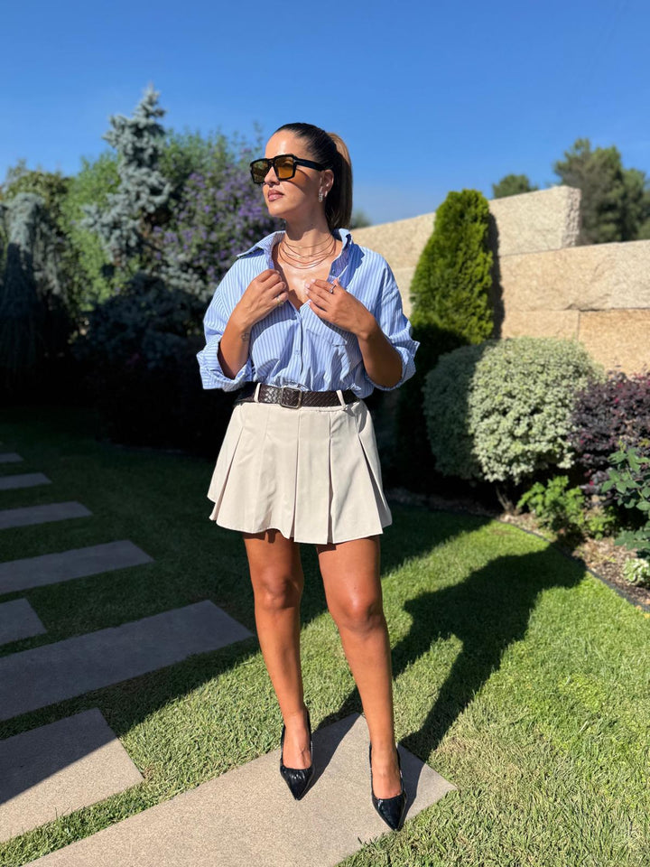 CAMISA AZUL ÀS RISCAS PONTO CHIC