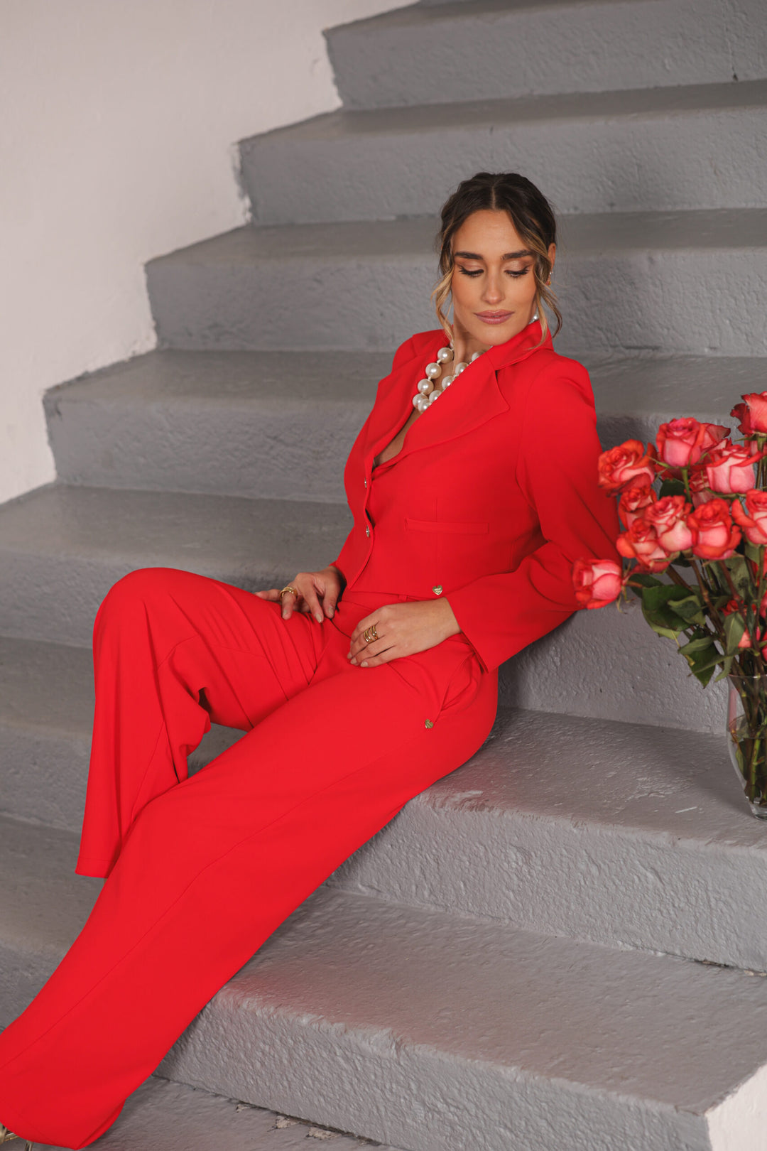 BLAZER CROPPED VERMELHO COM BOTÕES DOURADOS MISS YOU