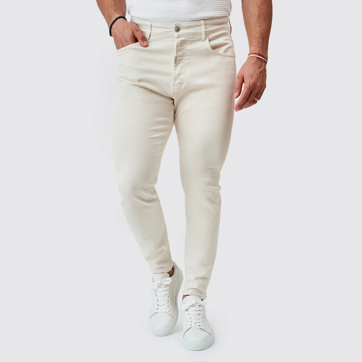 CALÇA SARJA RINGUE SLIM FIT BEGE CLARO ZOLF