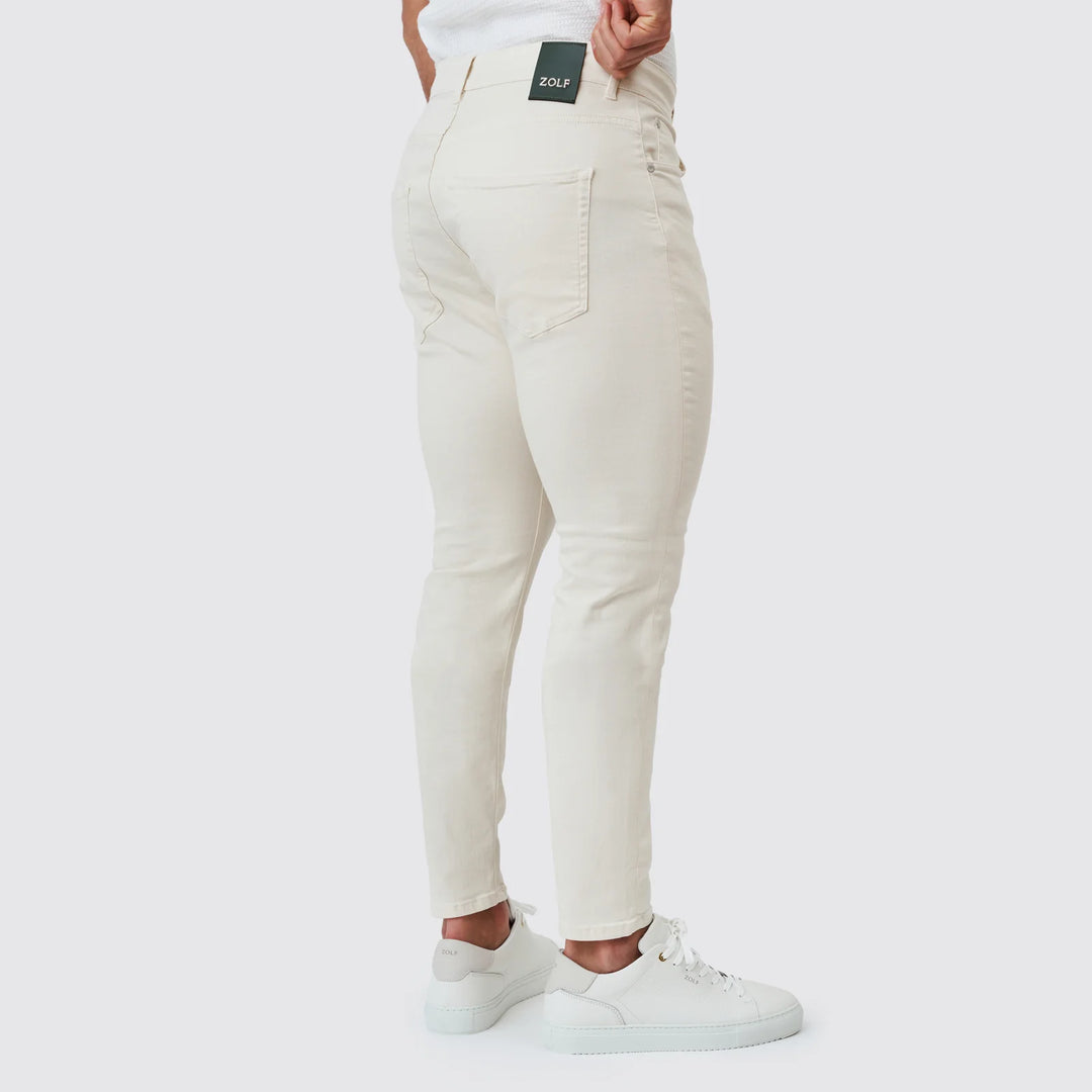 CALÇA SARJA RINGUE SLIM FIT BEGE CLARO ZOLF