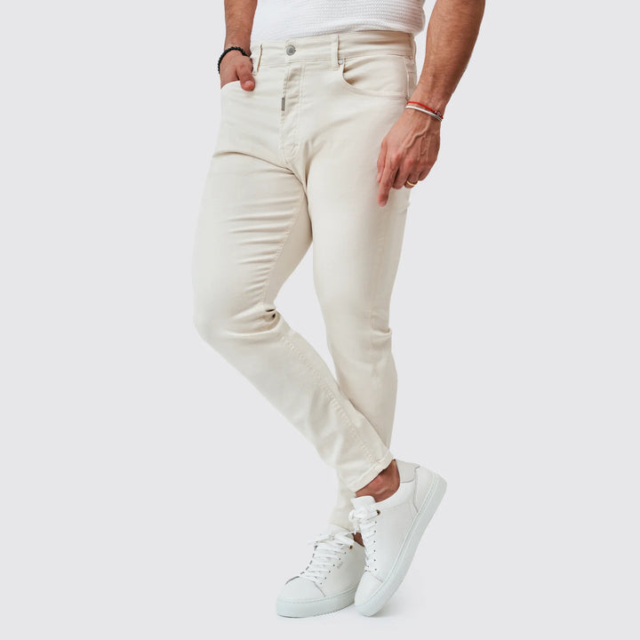 CALÇA SARJA RINGUE SLIM FIT BEGE CLARO ZOLF