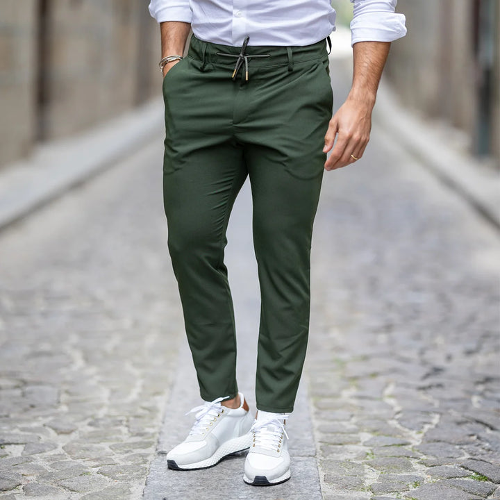 CALÇA COM CORDÃO SLIM FIT VERDE KAKI ZOLF