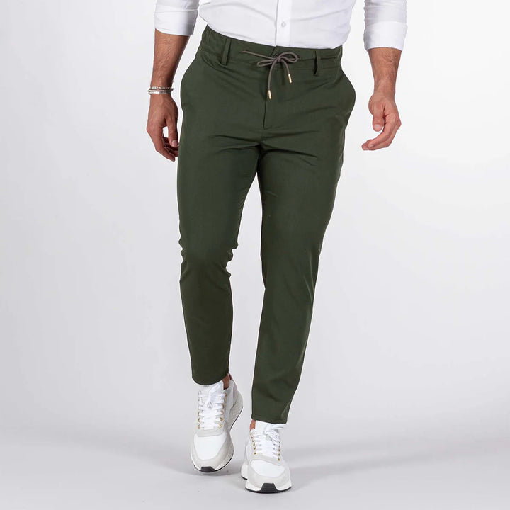 CALÇA COM CORDÃO SLIM FIT VERDE KAKI ZOLF