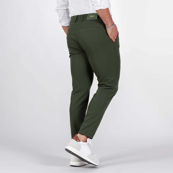 CALÇA COM CORDÃO SLIM FIT VERDE KAKI ZOLF