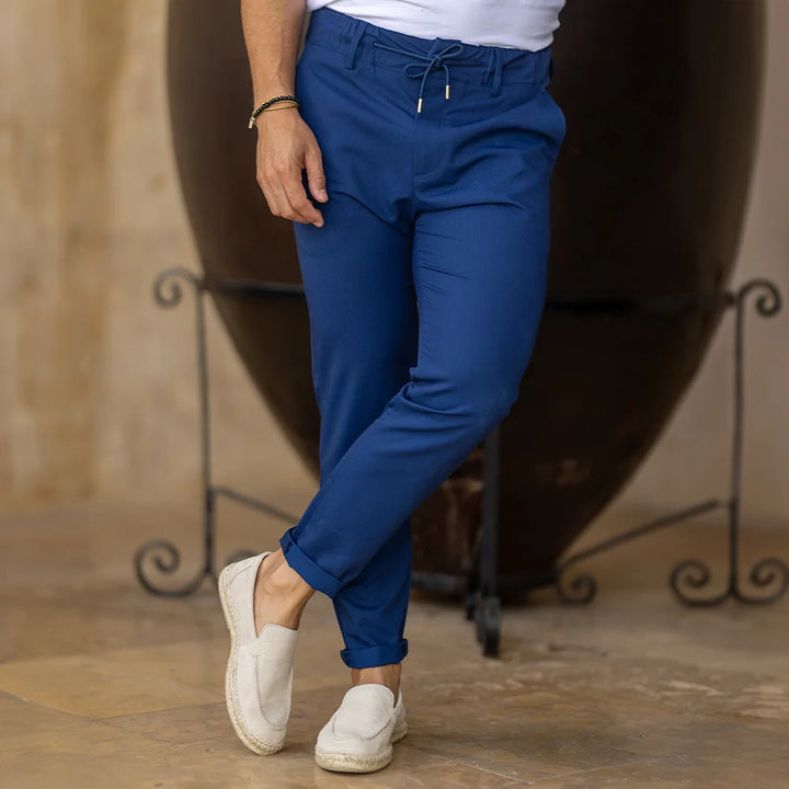 CALÇA COM CORDÃO SLIM FIT AZUL ROYAL ZOLF