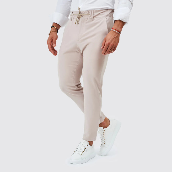 CALÇA COM CORDÃO SLIM FIT BEGE CLARO ZOLF