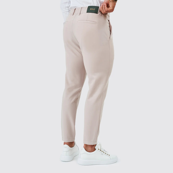 CALÇA COM CORDÃO SLIM FIT BEGE CLARO ZOLF