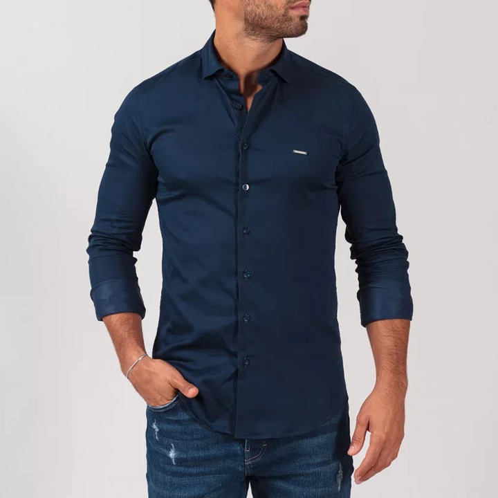 CAMISA GOLA ITALIANA AZUL MARINHO SLIM FIT ZOLF