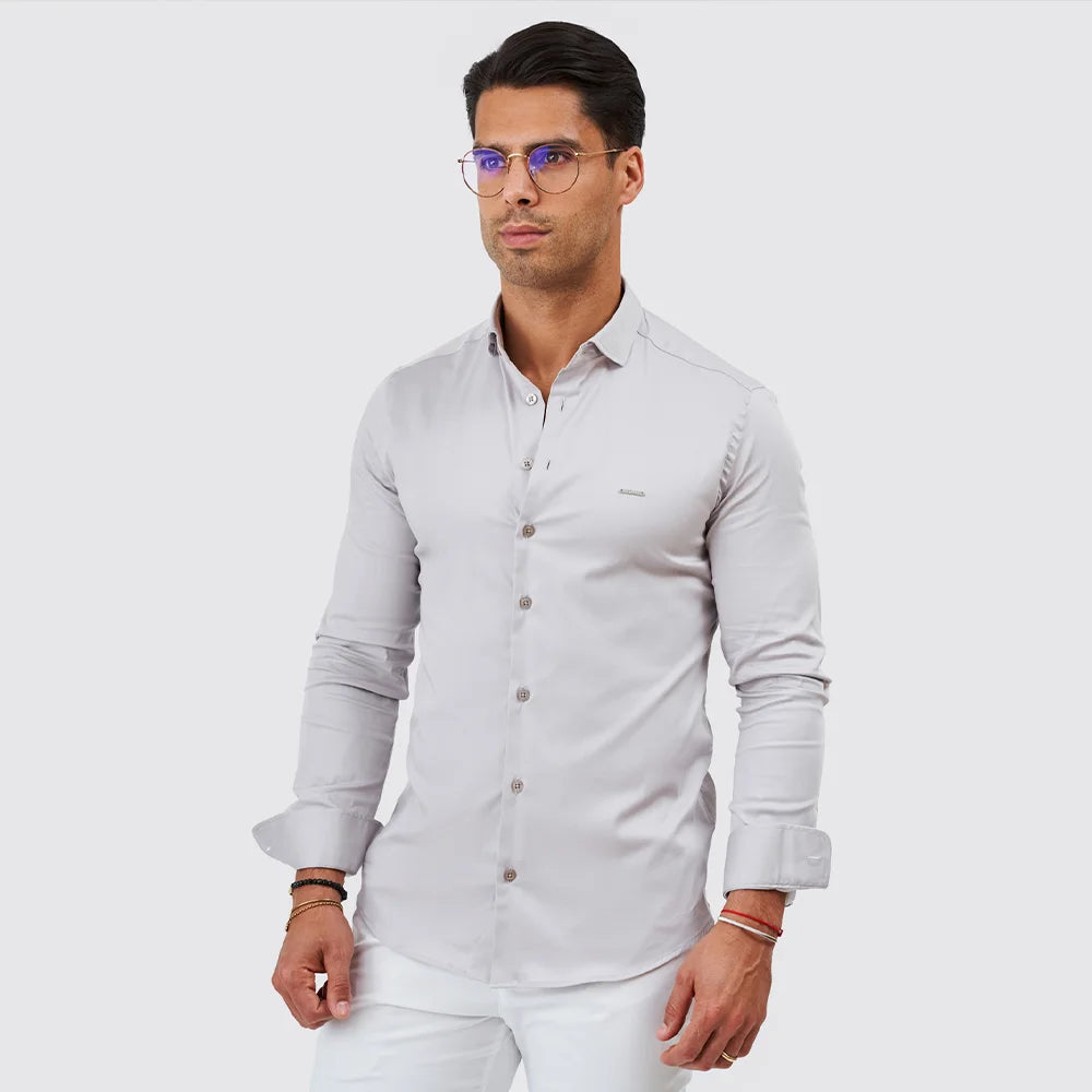 CAMISA GOLA ITALIANA SLIM FIT CINZA ZOLF