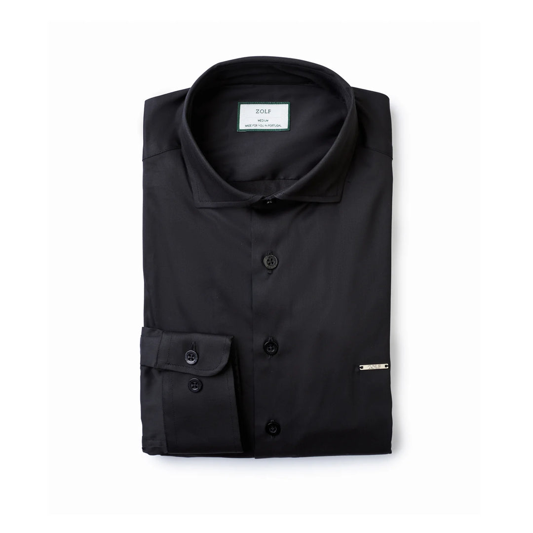 CAMISA GOLA ITALIANA PRETA SLIM FIT ZOLF