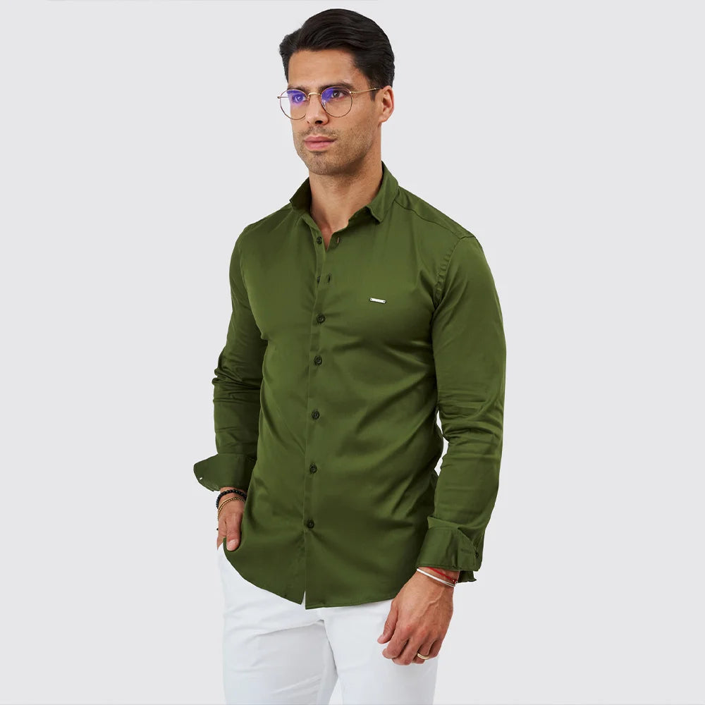 CAMISA GOLA ITALIANA SLIM FIT VERDE OLVIA ZOLF