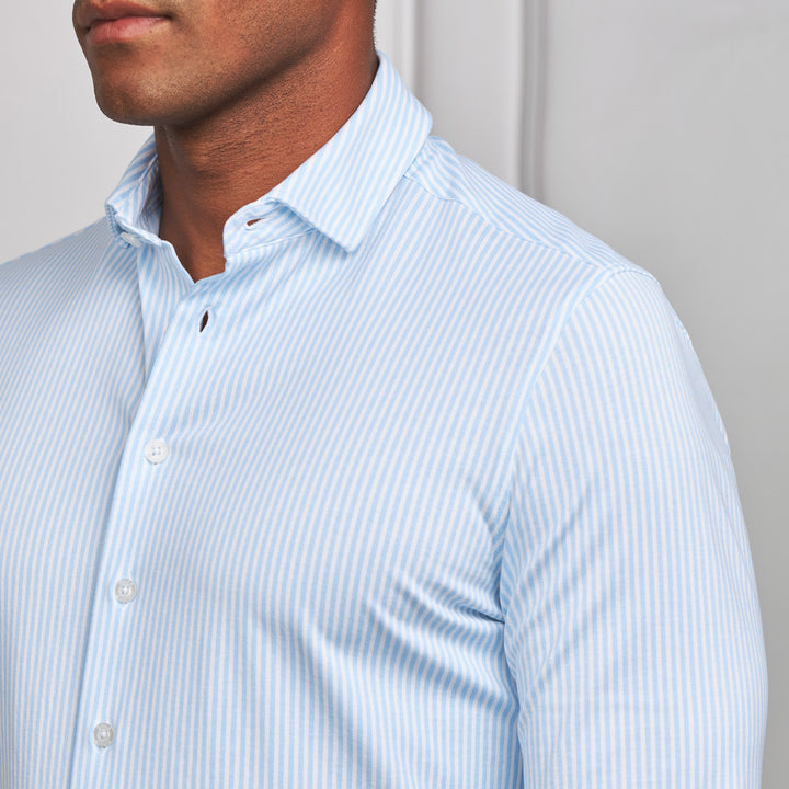 CAMISA STRETCH EASY-IRON RISCA AZUL BEBÉ SLIM FIT ZOLF