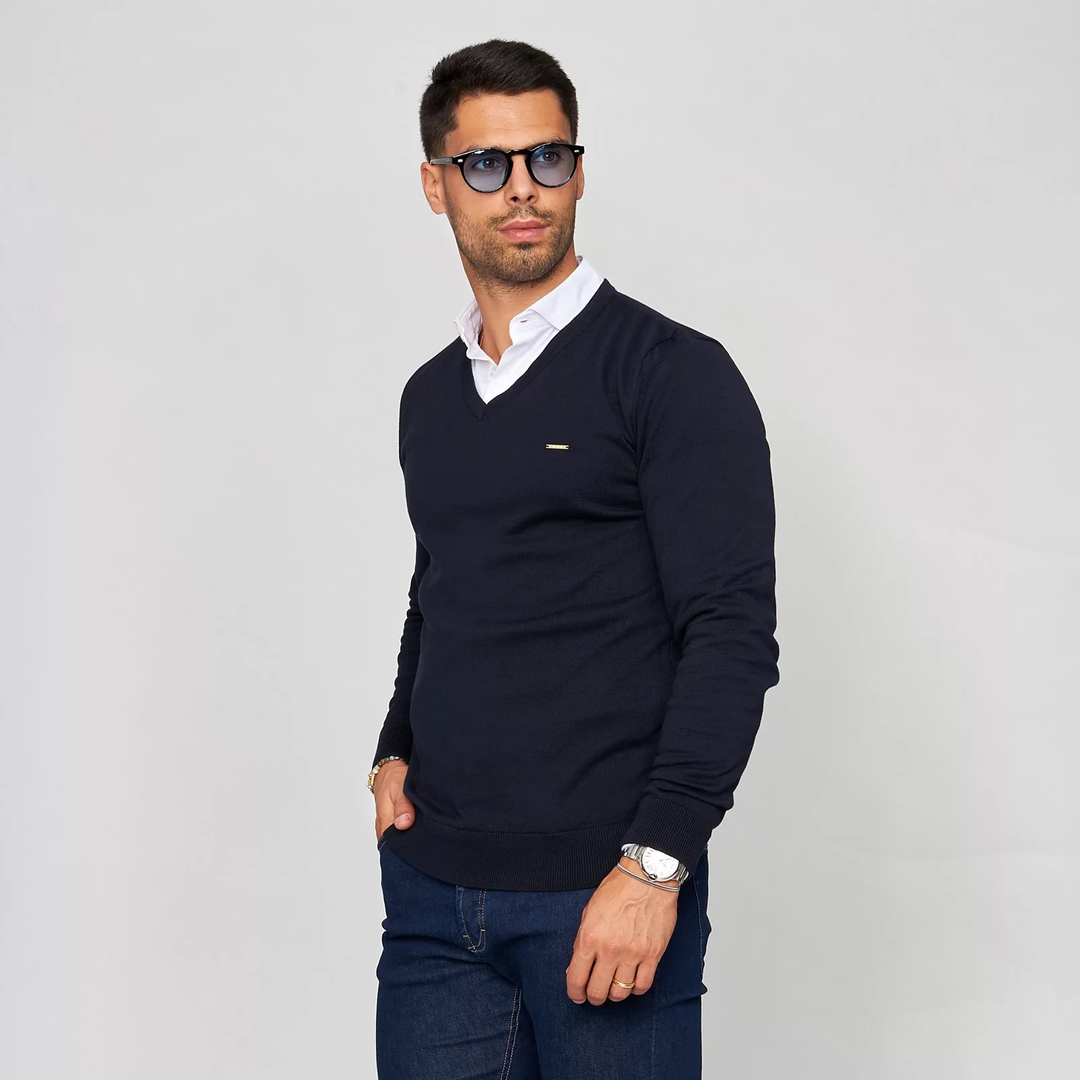 CAMISOLA TRICOT DECOTE V AZUL ZOLF