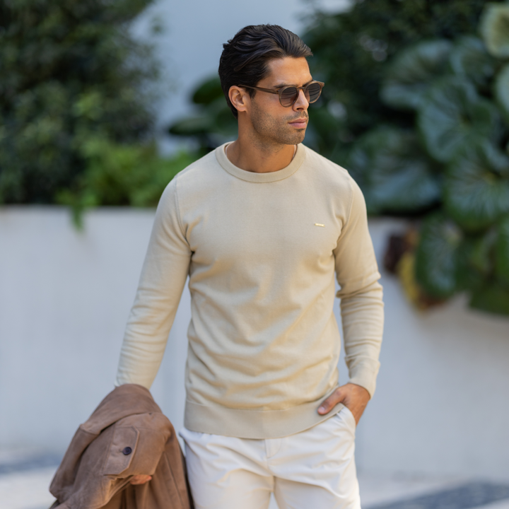 CAMISOLA TRICOT DECOTE REDONDO BEGE ZOLF