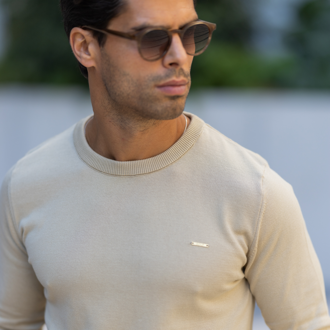 CAMISOLA TRICOT DECOTE REDONDO BEGE ZOLF