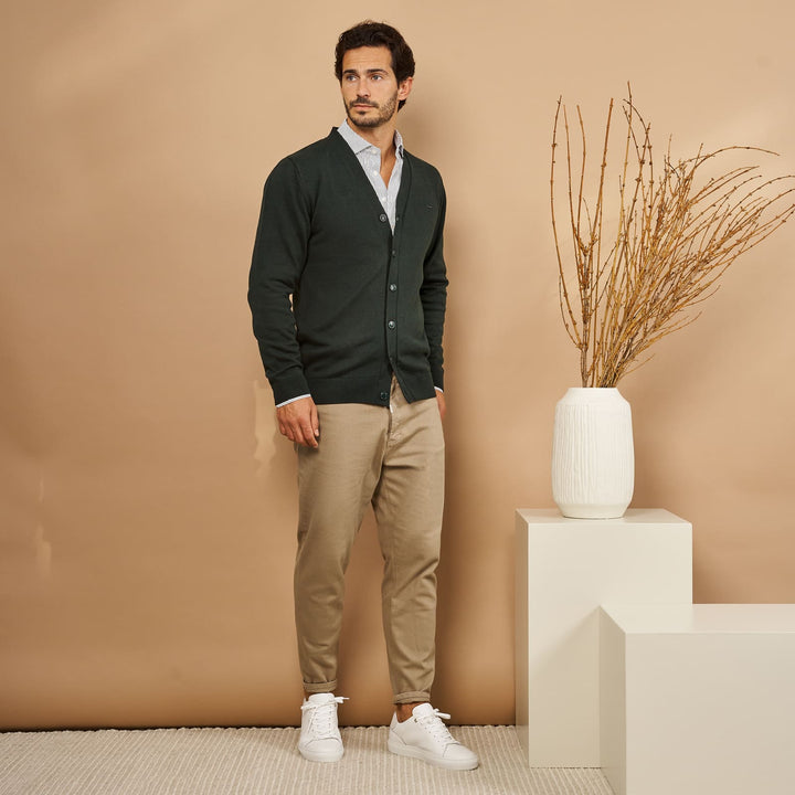 CARDIGAN COM BOTÕES VERDE ESCURO ZOLF