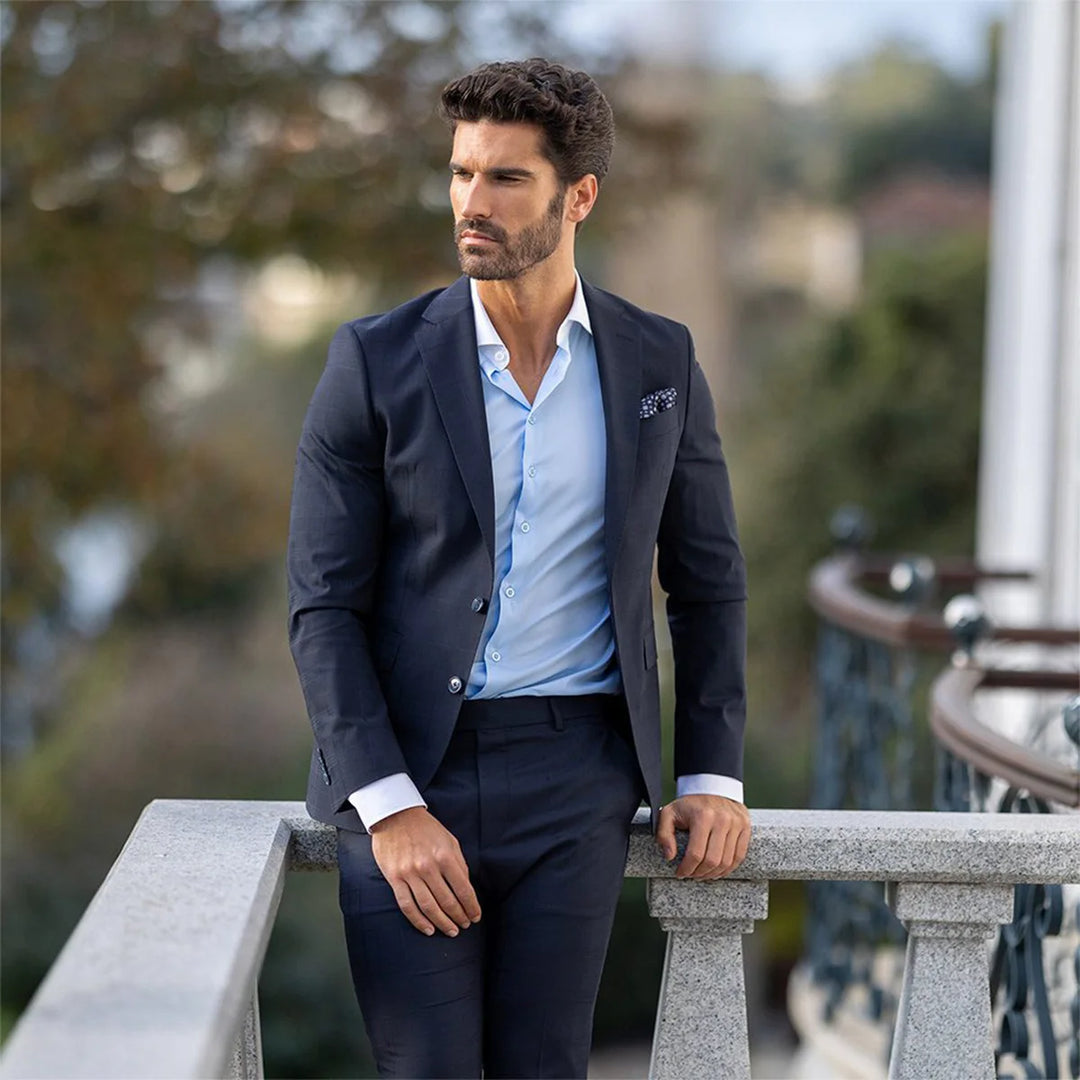 FATO AZUL COM QUADRADOS SLIM FIT ZOLF