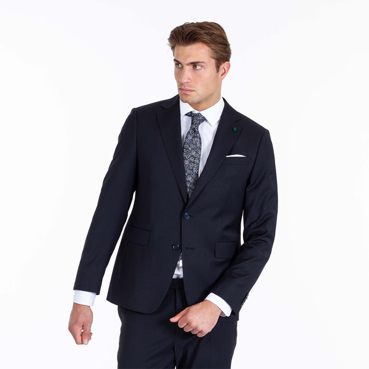 Fato azul escuro com riscas slim fit Zolf | Ponto Chic