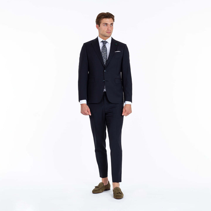 Fato azul escuro com riscas slim fit Zolf | Ponto Chic