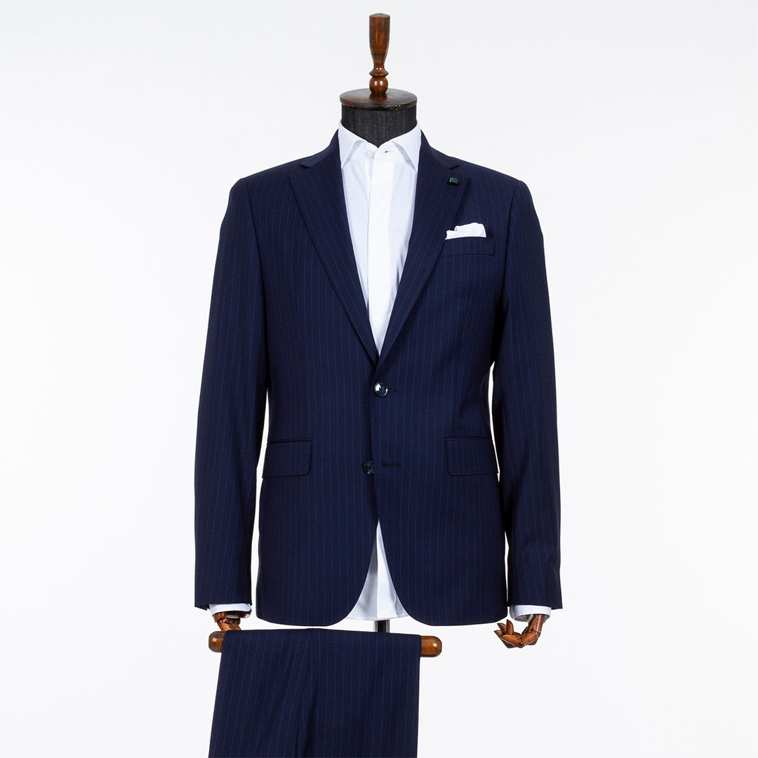 Fato azul com riscas slim fit Zolf | Ponto Chic