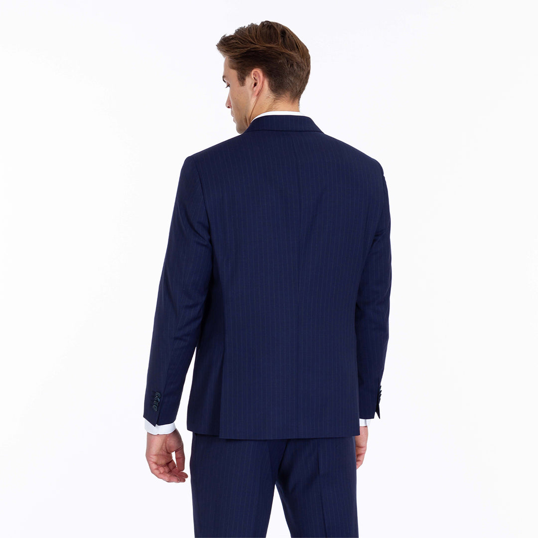 Fato azul com riscas slim fit Zolf | Ponto Chic