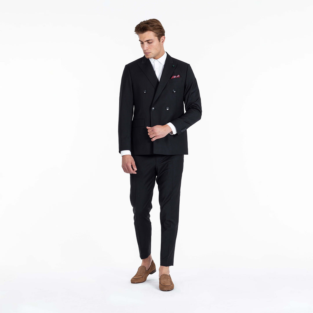 Fato trespasse azul escuro com riscas slim fit Zolf | Ponto Chic