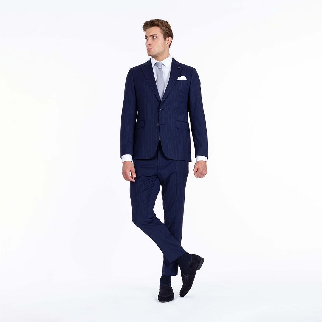 Fato azul com riscas slim fit Zolf | Ponto Chic
