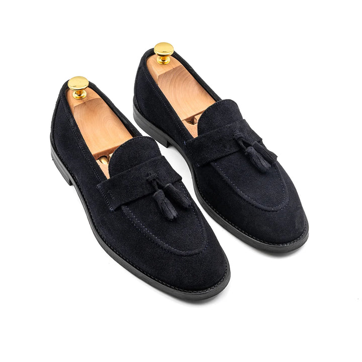 MOCASSIM CLÁSSICO CAMURÇA COM POMPOM AZUL ZOLF
