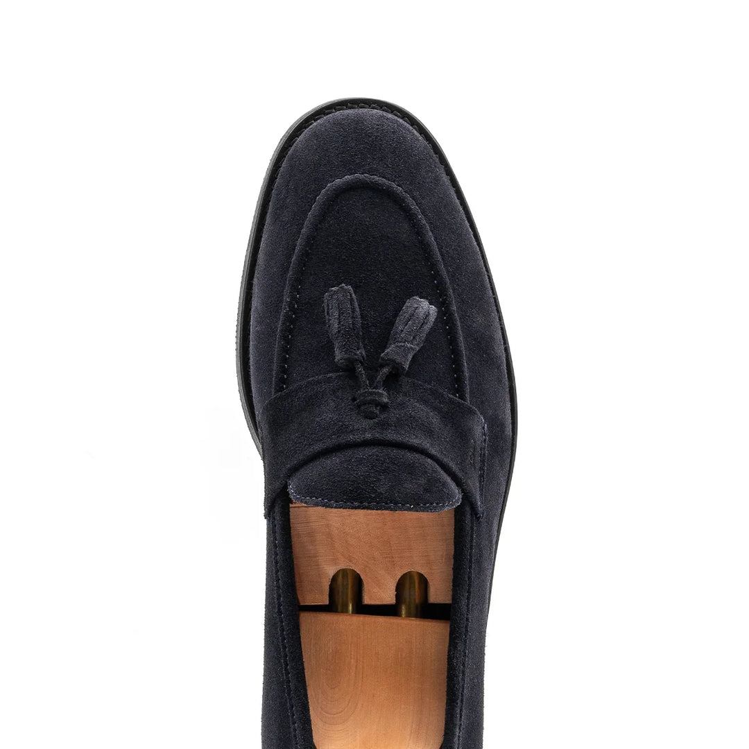 MOCASSIM CLÁSSICO CAMURÇA COM POMPOM AZUL ZOLF