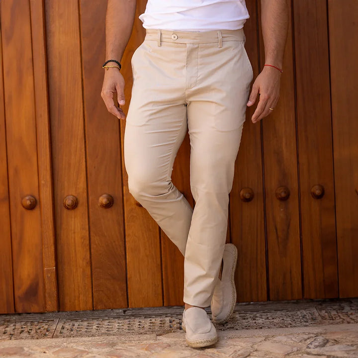CALÇA CHINO CASUAL SLIM FIT BEGE ZOLF