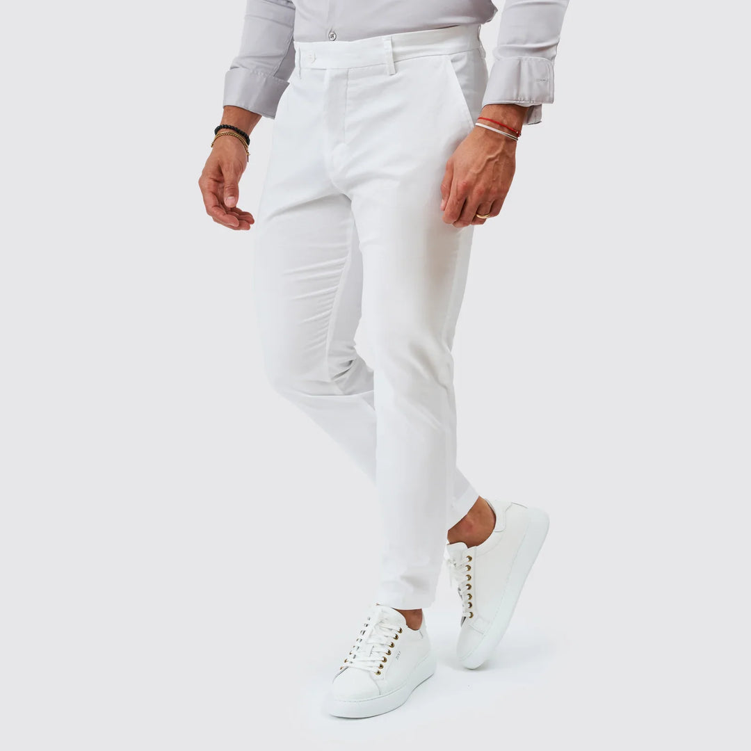 CALÇA CHINO CASUAL SLIM FIT BRANCA ZOLF