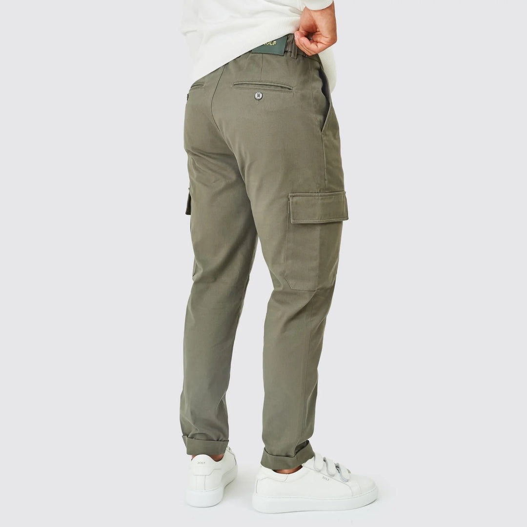 CALÇA CHINO COM BOLSO CARGO VERDE ZOLF