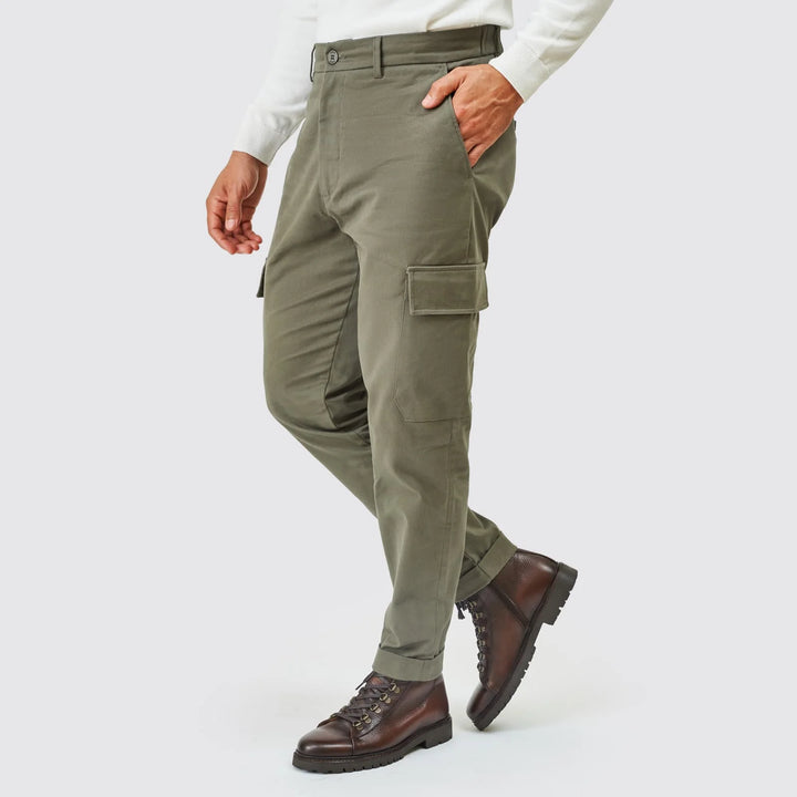 CALÇA CHINO COM BOLSO CARGO VERDE ZOLF