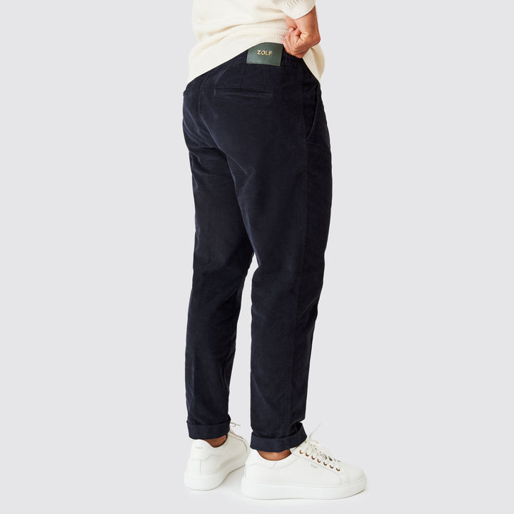CALÇA BOMBAZINE AZUL COM CORDÃO ZOLF