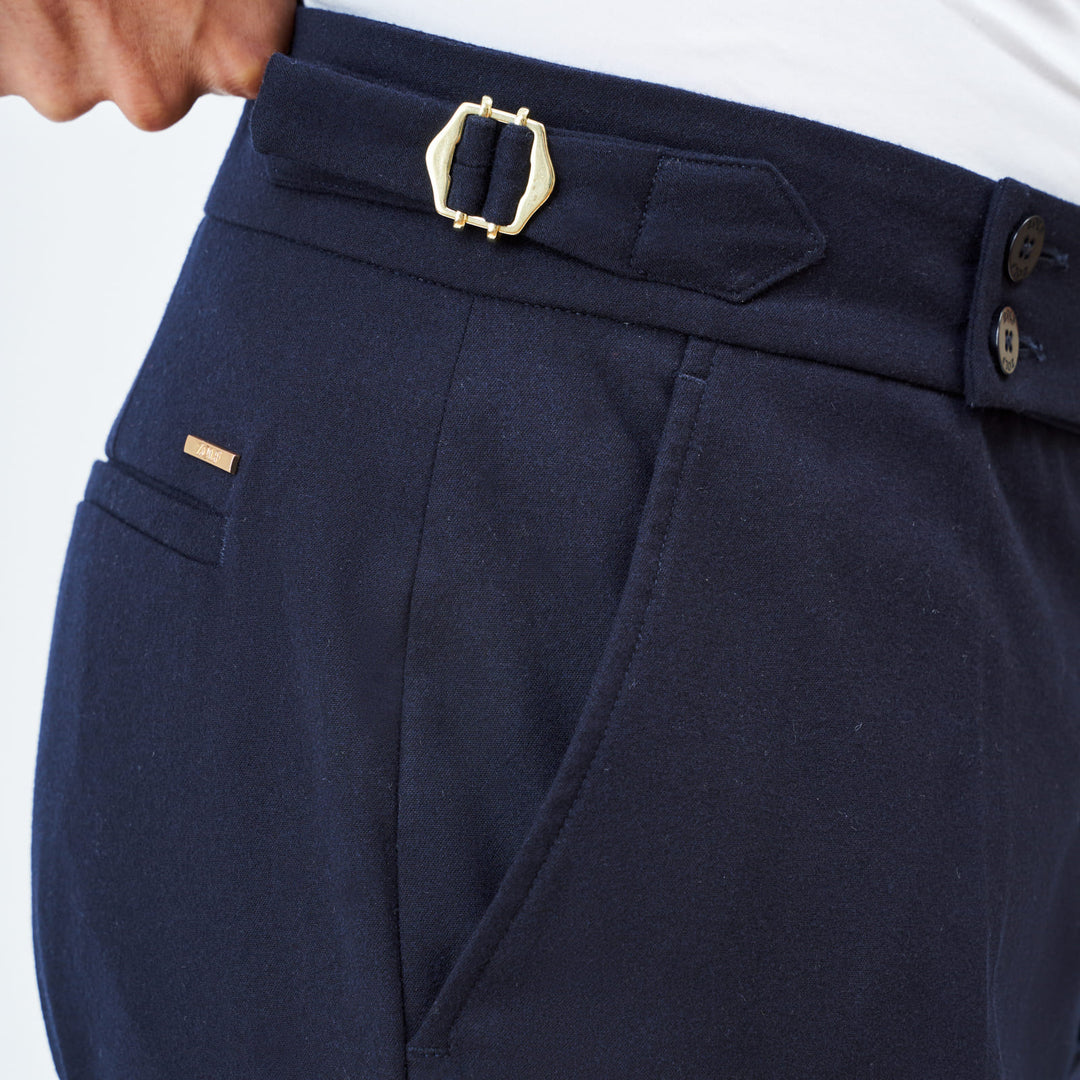CALÇA SEMI CLÁSSICA COM FIVELA AZUL ZOLF