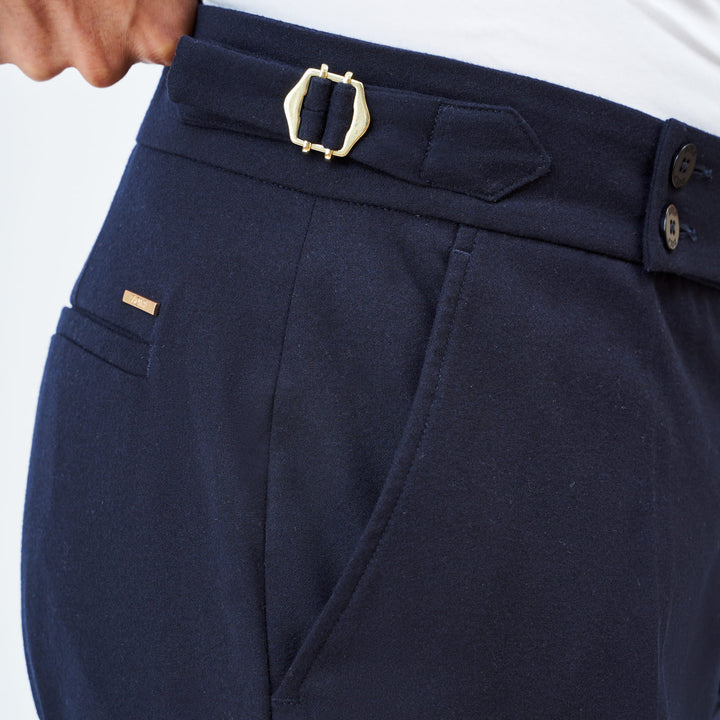 CALÇA SEMI CLÁSSICA COM FIVELA AZUL ZOLF