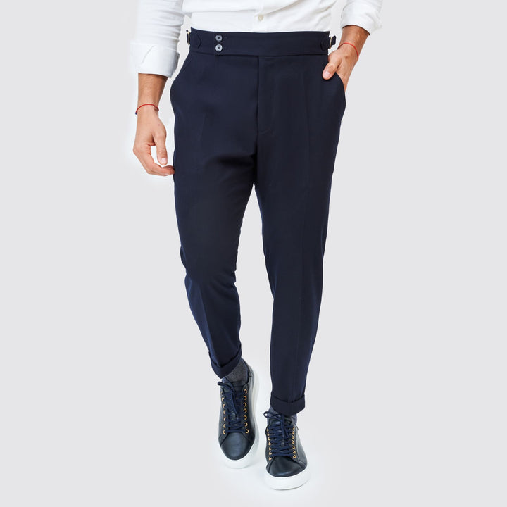 CALÇA SEMI CLÁSSICA COM FIVELA AZUL ZOLF
