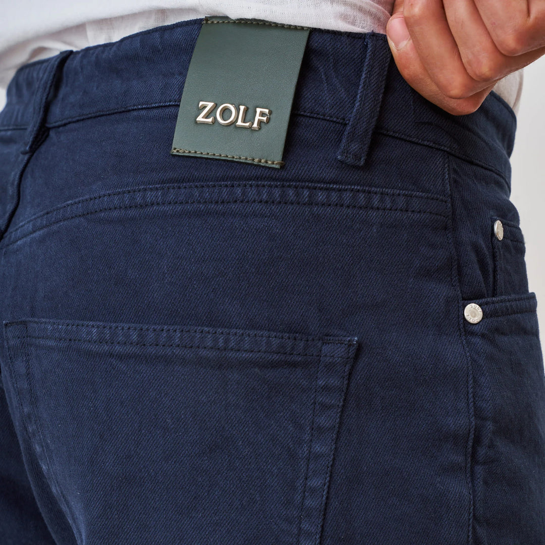 CALÇÃO SARJA RINGUE AZUL SLIM FIT ZOLF