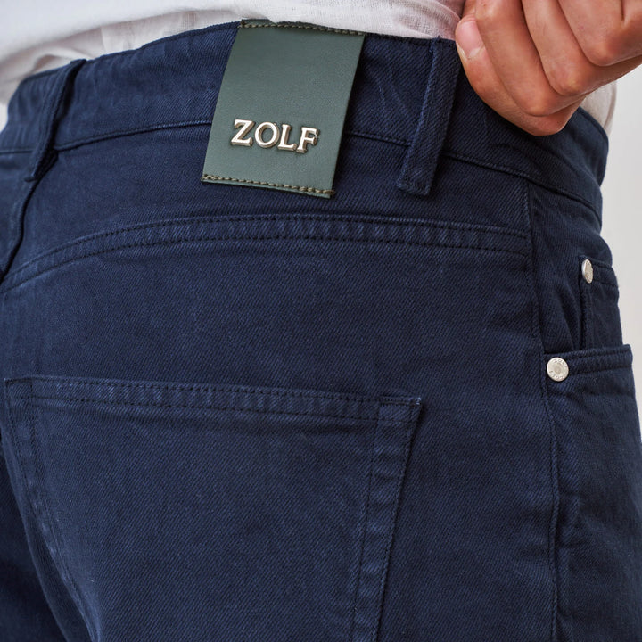 CALÇÃO SARJA RINGUE AZUL SLIM FIT ZOLF