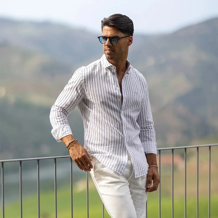 CAMISA DE LINHO RISCA AZUL ZOLF