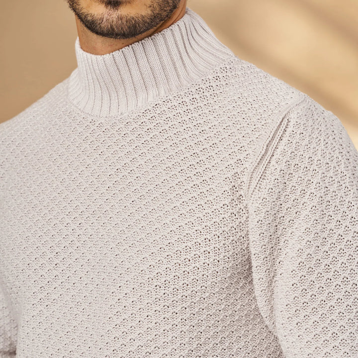 CAMISOLA TRICOT MEIA GOLA TEXTURADA CINZA CLARO ZOLF