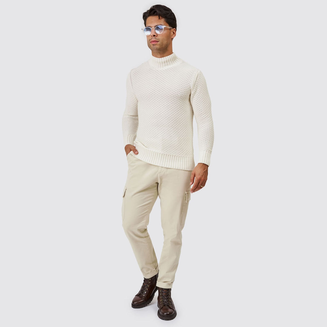 CAMISOLA TRICOT MEIA GOLA TEXTURADA CRU ZOLF