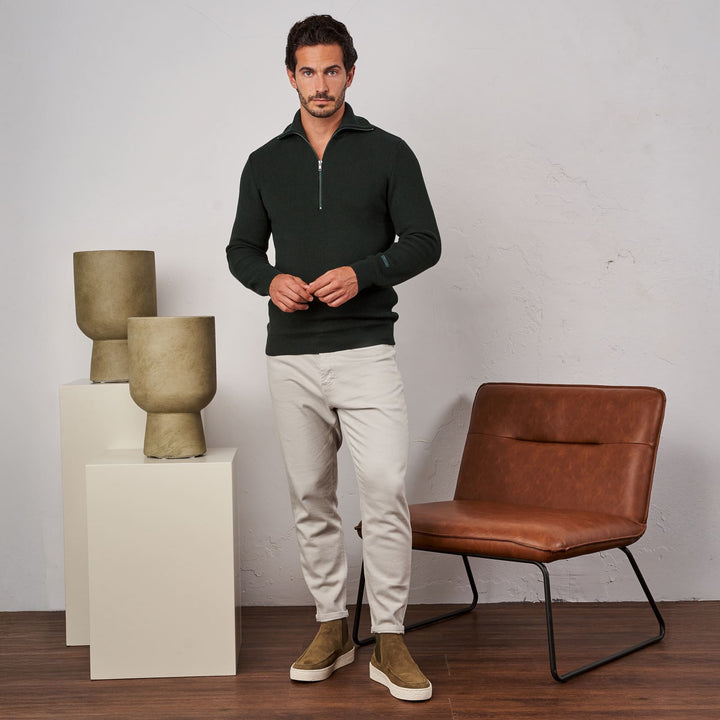CAMISOLA TRICOT COM GOLA DETALHE VERDE ZOLF