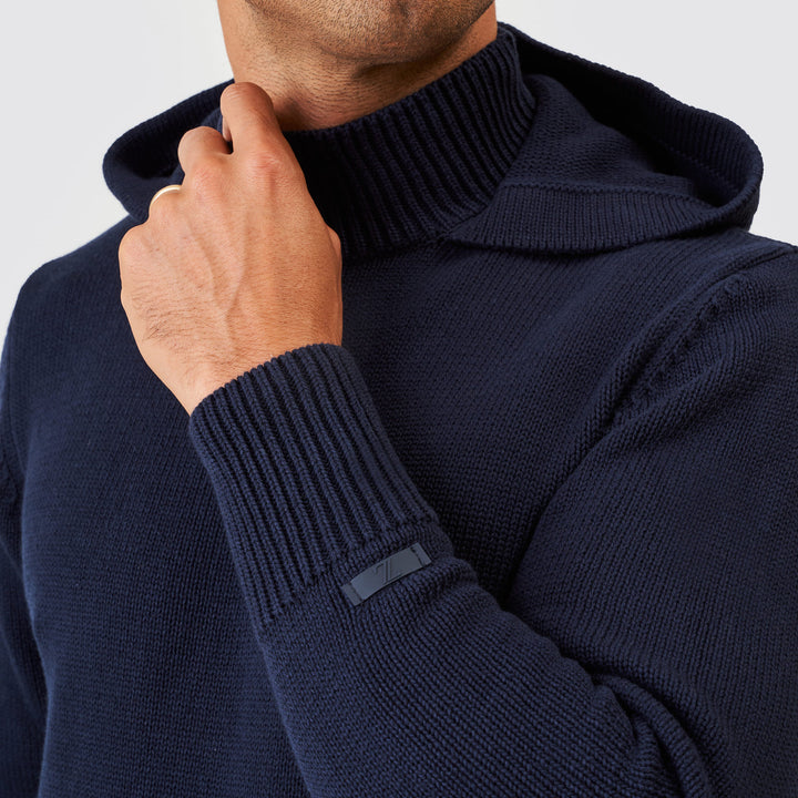 CAMISOLA TRICOT MEIA GOLA COM CAPUZ AZUL ZOLF
