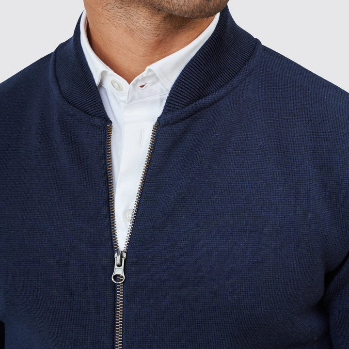 CASACO TRICOT BOMBER AZUL ZOLF