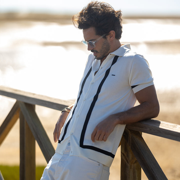 CAMISEIRO TRICOT COM RISCA CRU ZOLF