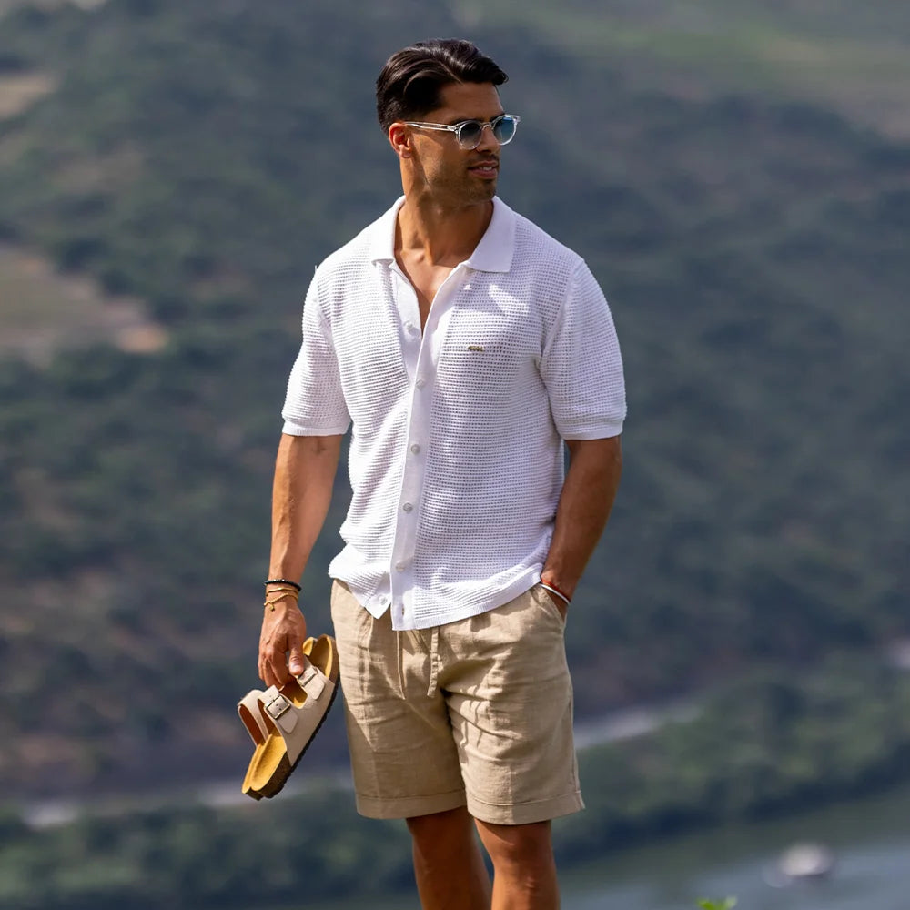 CAMISEIRO PONTO CROCHÊ DE LINHO BRANCO ZOLF