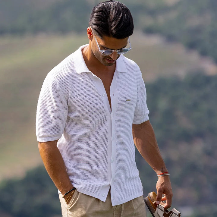 CAMISEIRO PONTO CROCHÊ DE LINHO BRANCO ZOLF